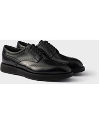 Prada - Chaussures À Lacets En Cuir Brossé - Lyst