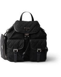 Prada - Medium Quilted Re-Nylon Backpack With Saffiano Leather Trim - Lyst