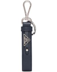Prada - Customized Saffiano Leather Keychain - Lyst