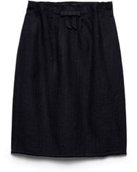 Prada - Chevron Wool Midi Skirt - Lyst
