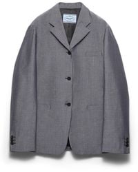 Prada - Single-Breasted Kid Mohair Jacket, Slate - Lyst
