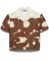 Prada - Printed Canvas Shirt, Tobacco - Lyst