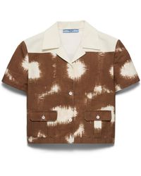 Prada - Printed Canvas Shirt, Tobacco - Lyst