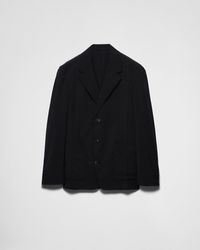 Prada - Single-Breasted Wool Blend Jacket - Lyst