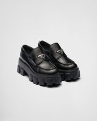 Prada - Brushed Leather Monolith Loafers - Lyst