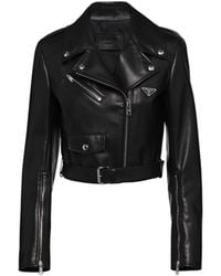 Prada - Nappa Leather Biker Jacket - Lyst