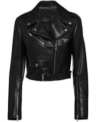 Prada - Leather Biker Jacket - Lyst
