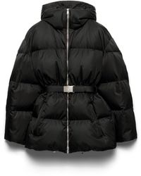 Prada - Chaqueta De Plumón Y Re-Nylon Con Capucha, Mujer, Talla - Lyst