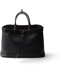 Prada - Buckle Leather Bag With Belt - Lyst