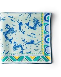 Prada - Bedruckter Schal Aus Seiden-Twill 55 Damen - Lyst