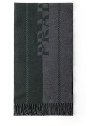 Prada - Small Wool Scarf With Jacquard Logo - Lyst
