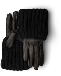 Prada - Nappa Leather And Knit Gloves, Size 6,5 - Lyst