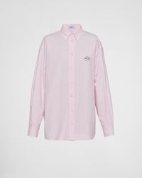 Prada - Besticktes Hemd Aus Oxford-Baumwolle - Lyst