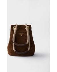 Prada - Small Mariner Suede Bucket Bag - Lyst