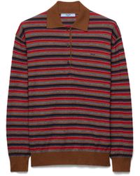 Prada - Striped Cashmere Polo Sweater - Lyst