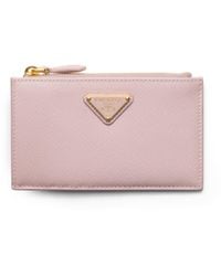 Prada - Printed Saffiano Leather Card Holder, Alabaster - Lyst