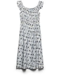 Prada - Floral Print Pongé Dress Light - Lyst