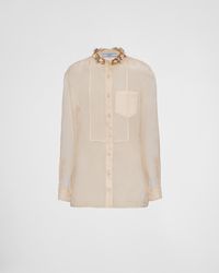 Prada - Embroidered Organza Shirt - Lyst