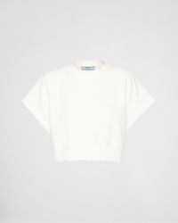 Prada - Short-Sleeved Cotton Fleece Sweatshirt - Lyst