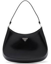 Prada - Cleo Brand-Plaque Brushed Leather Shoulder Bag - Lyst