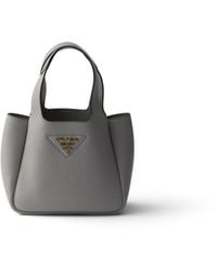 Prada - Liaison Mini Leather Handbag, Granite - Lyst