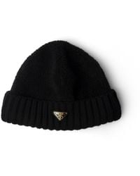 Prada - Fleece And Wool Beanie - Lyst