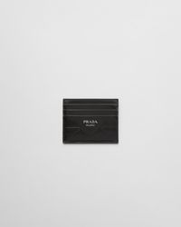 Prada - Brushed Leather Credit Card Holder - Lyst
