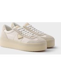 Prada - Downtown Bold Re-Nylon And Suede Sneakers - Lyst