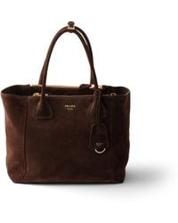 Prada - Nova Large Suede Tote Bag - Lyst