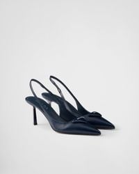 Prada - Saffiano Patent Leather Slingback Pumps - Lyst