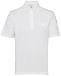 Prada - Logo-Patch Cotton Polo Shirt - Lyst