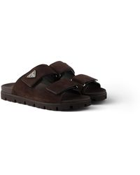 Prada - Suede Band Sandals, Dark - Lyst