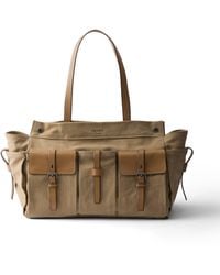 Prada - Route Canvas And Leather Tote Bag - Lyst