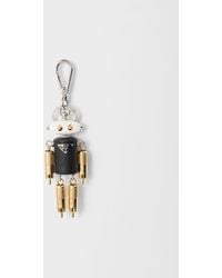 Prada - Robot Saffiano Leather Key Ring Charm - Lyst