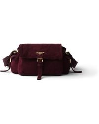Prada - Explore Medium Suede Shoulder Bag With Flap - Lyst