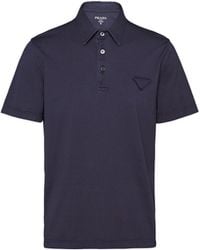 Prada - Short-Sleeved Cotton Polo Shirt - Lyst