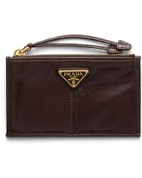 Prada - Leather Card Holder With Zipper - Lyst