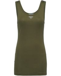 Prada - Tank Top De Jersey De Algodon Con Logo - Lyst