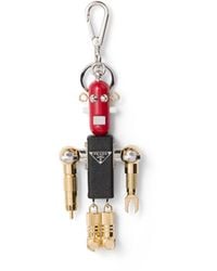 Prada - Robot Saffiano Leather Key Ring Charm - Lyst