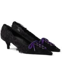 Prada - Feather-Embellished Satin Pumps - Lyst