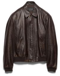 Prada - Nappa Leather Bomber Jacket - Lyst