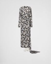 Prada - Long Printed Satin Dress - Lyst