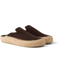 Prada - Suede Mules, Dark - Lyst