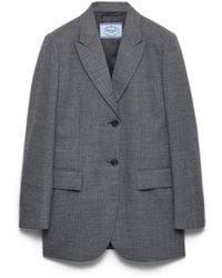 Prada - Single-Breasted Mélange Hopsack Jacket - Lyst