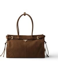 Prada - Bonnie Large Nubuck Leather Handbag - Lyst