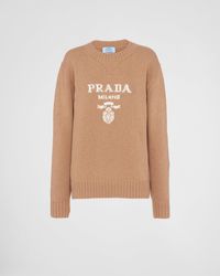 Prada - Cashmere And Wool Logo Crew-Neck Sweater - Lyst