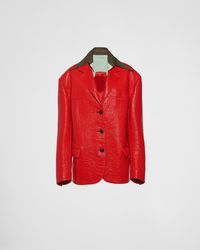 Prada - Single-Breasted Nappa Leather Jacket - Lyst