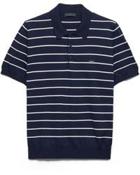 Prada - Short-Sleeved Striped Cotton Polo Shirt - Lyst