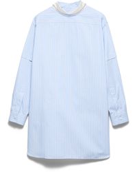 Prada - Embroidered Striped Poplin Top - Lyst