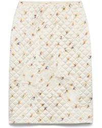 Prada - Floral-Print Quilted Satin Skirt - Lyst